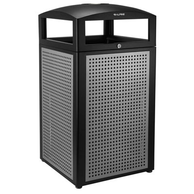 Commercial Outdoor Trash Can with Locking Ashtray Lid and Liner- 40 Gallon