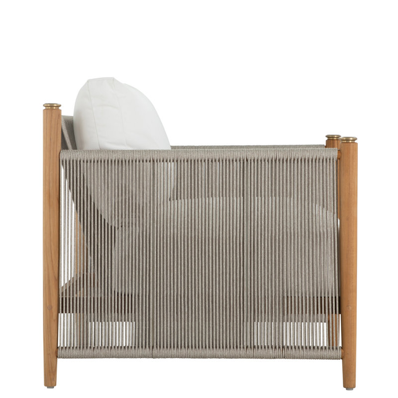 Pacifica Outdoor Teak Armchair with Sunbrella Cushions, Welt + Dream Fill, Perigold Ishi Beach