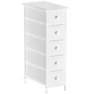 Commode pour salle de bain Commode de rangement étroite en tissu 5 tiroirs