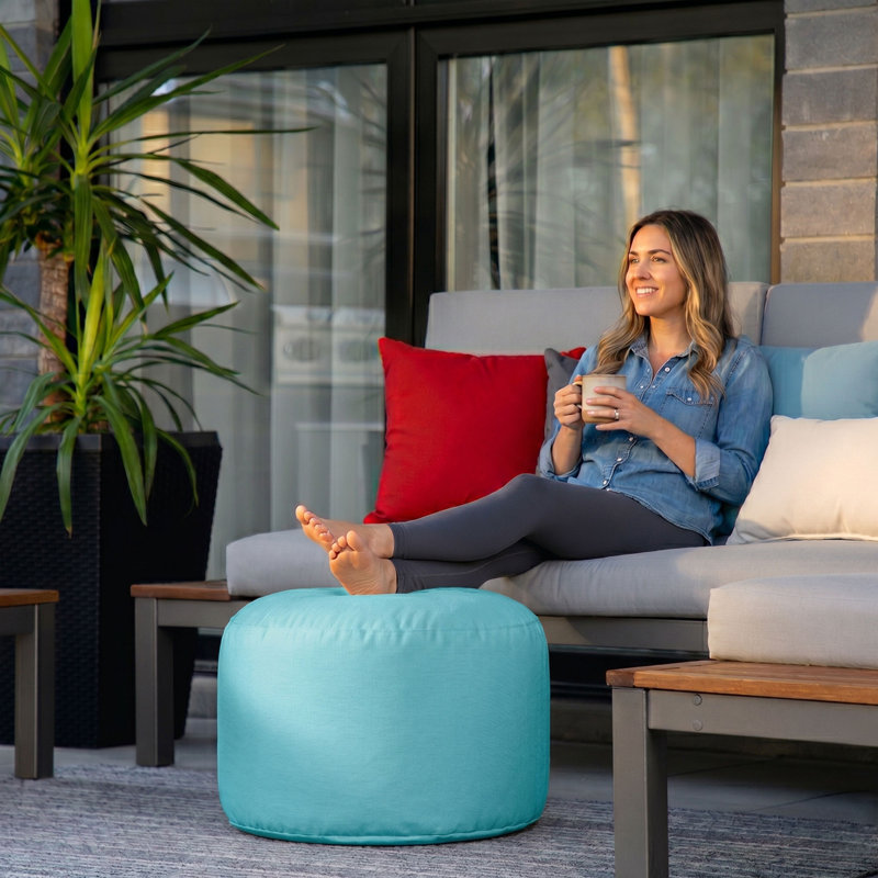 Pouf d'extérieur Soleil, Paon