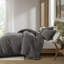 Ensemble de literie en coton gaufré Timeless, double / grand, gris anthracite