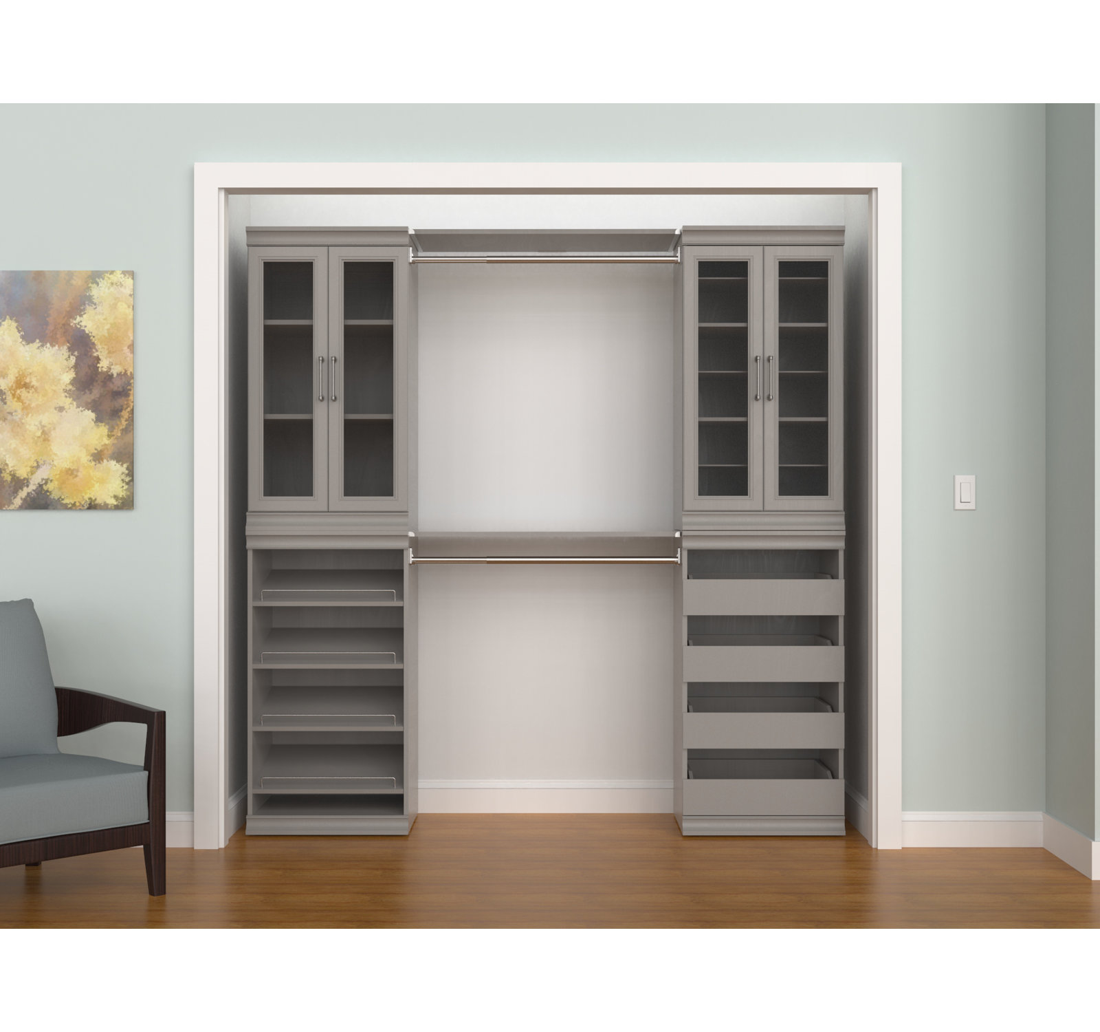 Modular Storage Closet System with Doors, Taupe