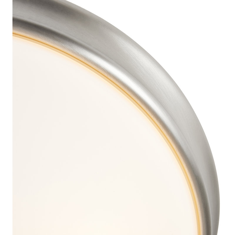 Anastajia - Flush Mount - Opal Glass Shade, Brushed Steel, 4" H x 14" W x 14" D