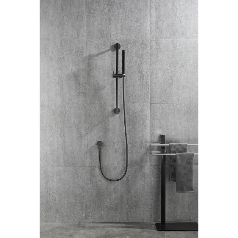 -Performance Shower Head With 28-Inch Slide Bar & 59-Inch Hose - Height Adjustable Nozzles, Robust Stainless Steel Matte Black Finish Handheld Strong Look