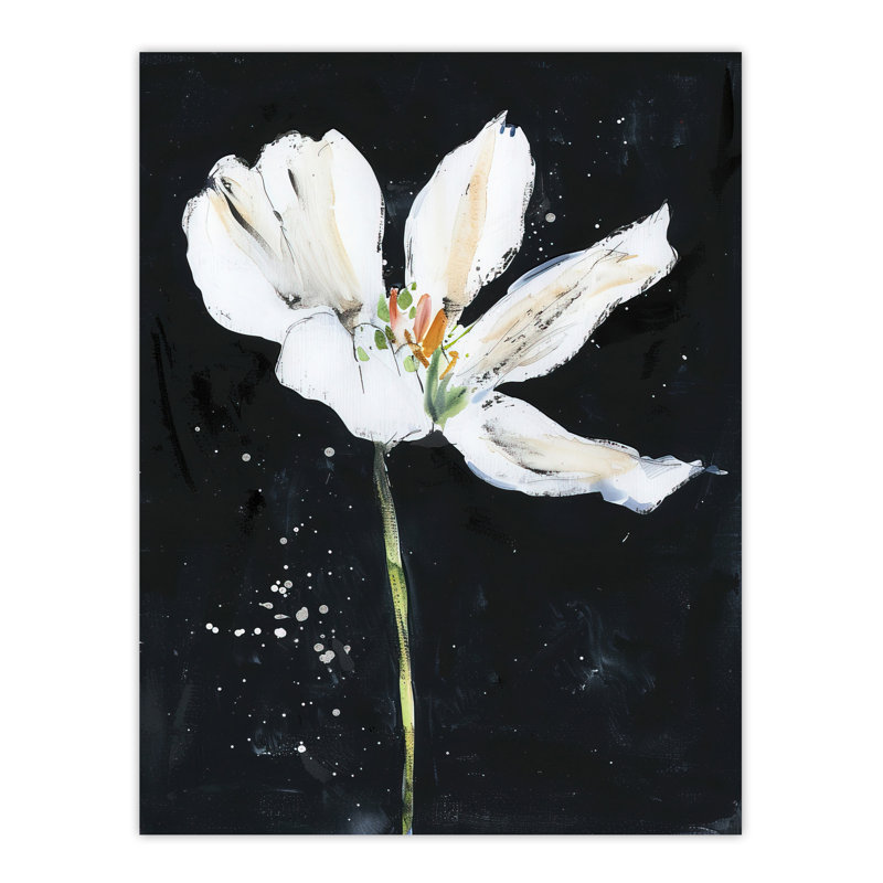 Abstract Lily Flower Black Floral Painting Wall Art Print