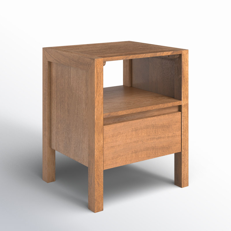 Varick Oslo 1-Drawer Solid Wood Nightstand, Mid Tone Honey