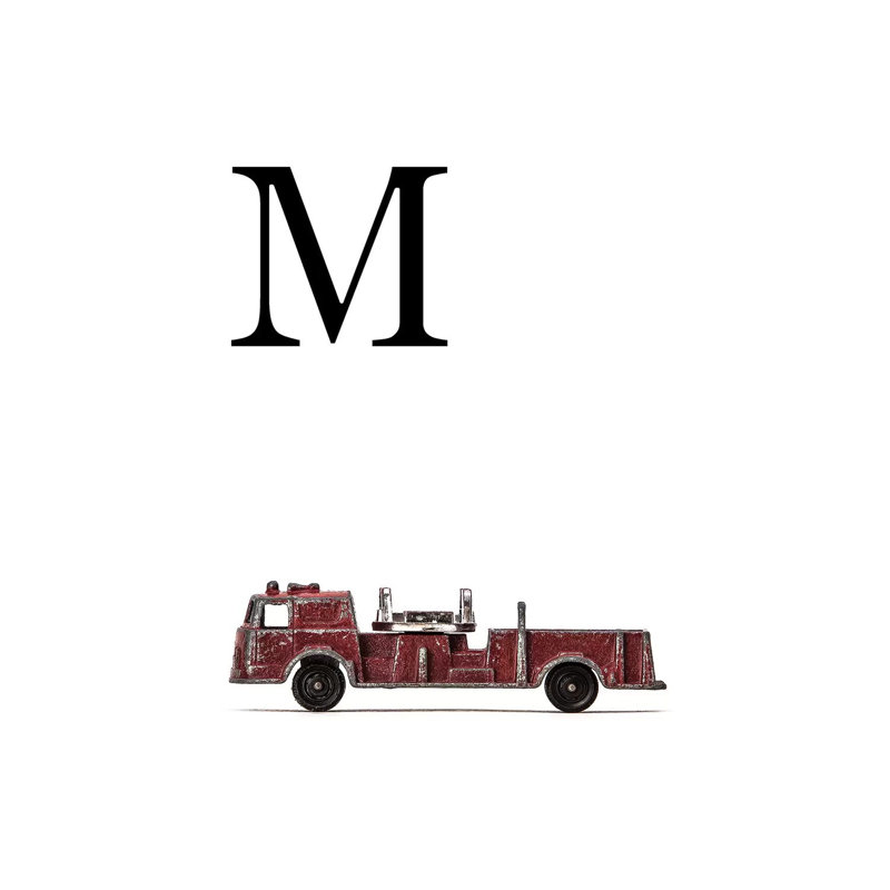 M Fire Engine Letter - Print on Canvas, Wrapped Canvas, 30.48 cm H x 45.72 cm W