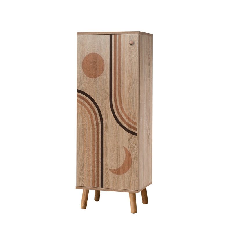 Modern Shoe Cabinet with Solid Wood Legs & Handles, Sonomo Finish, 19.7 x 53.1 x 15.0 inches | 100% Melamine Coated Chipboard, UV Coated | Stylish Storage Solution for Entryway, Living Room & Hallway