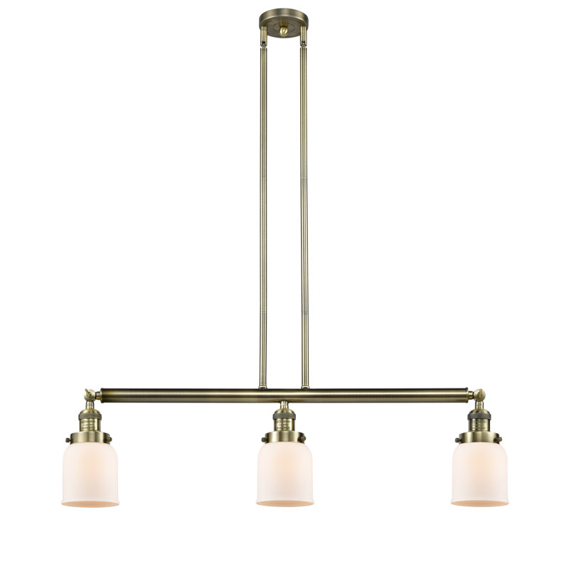 3 - Light Kitchen Island Pendant, Antique Brass, Matte White, LED