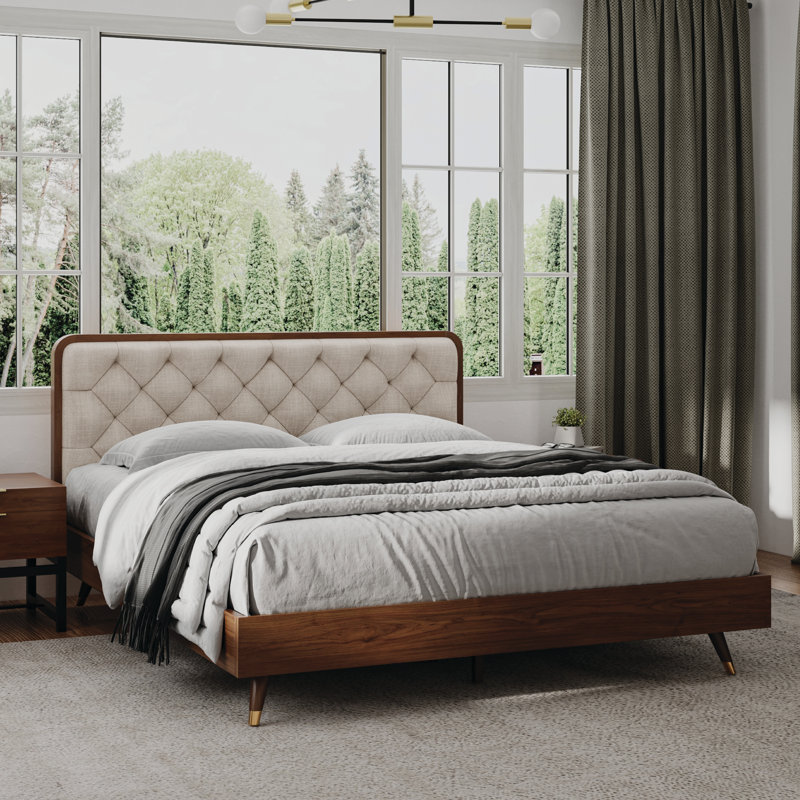 Structure de lit Bengta Ezra, Brun / beige, Grand
