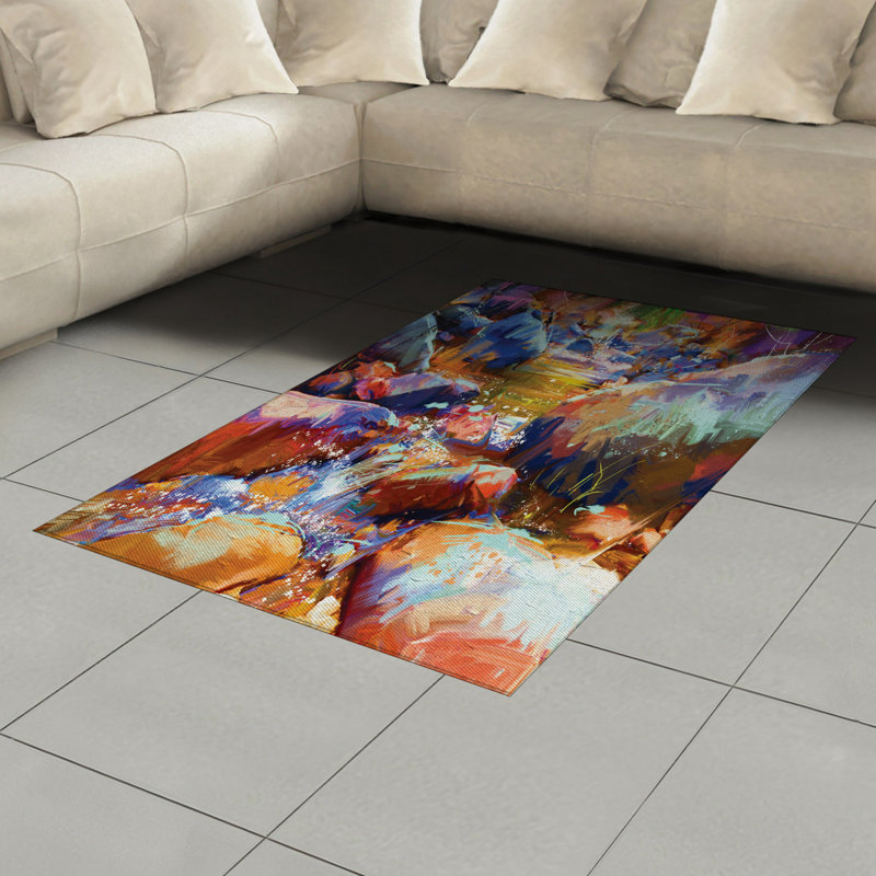 Digital High Density Long Fiber Poly Threads Decorative Area Rug Carpet, Rectangle 4' x 5'8"