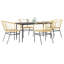 Ensemble de salle à manger de patio en verre et poly rotin-371810919-371810917-371810923