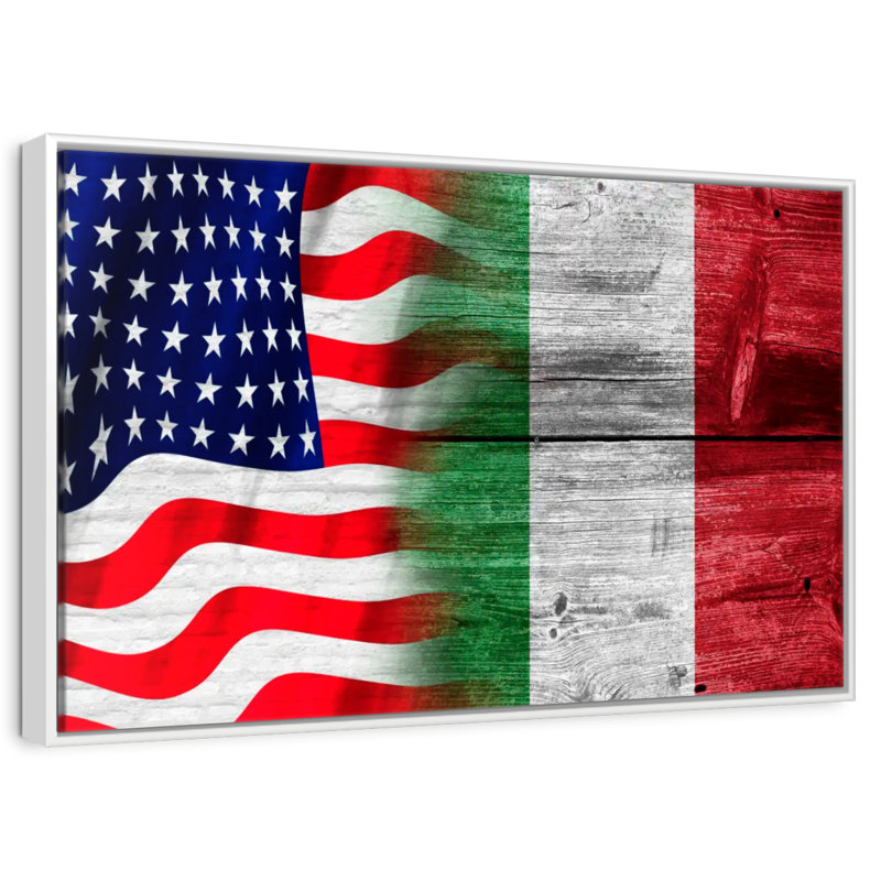 Nish des États-Unis et de l'Italie, Cadre flottant blanc, 13 po x 9 po