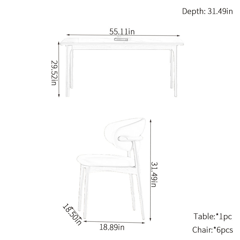 Ensembles de table de salle à manger simples et modernes, H 29,52 po x L 55,11 po x l 31,49 po