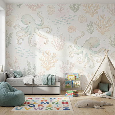 Papier peint sous-marin pieuvre amovible