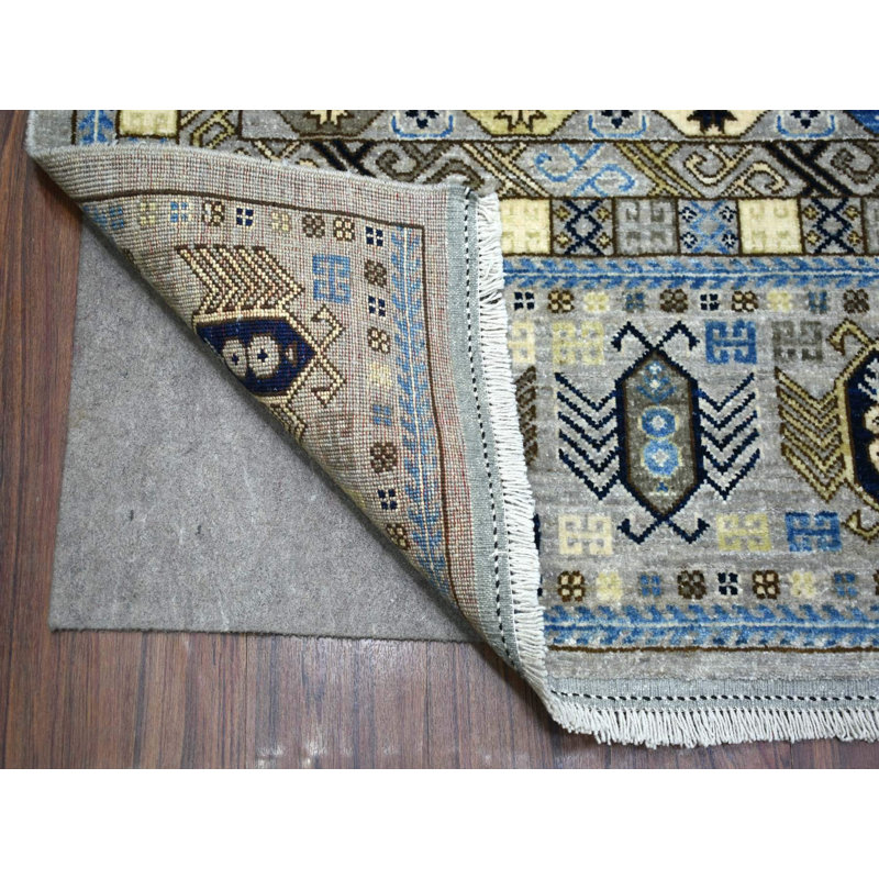 Tapis oriental rectangulaire gris en laine noué à la main 8 pi 3 po x 10 pi 0 po - MOA10271549
