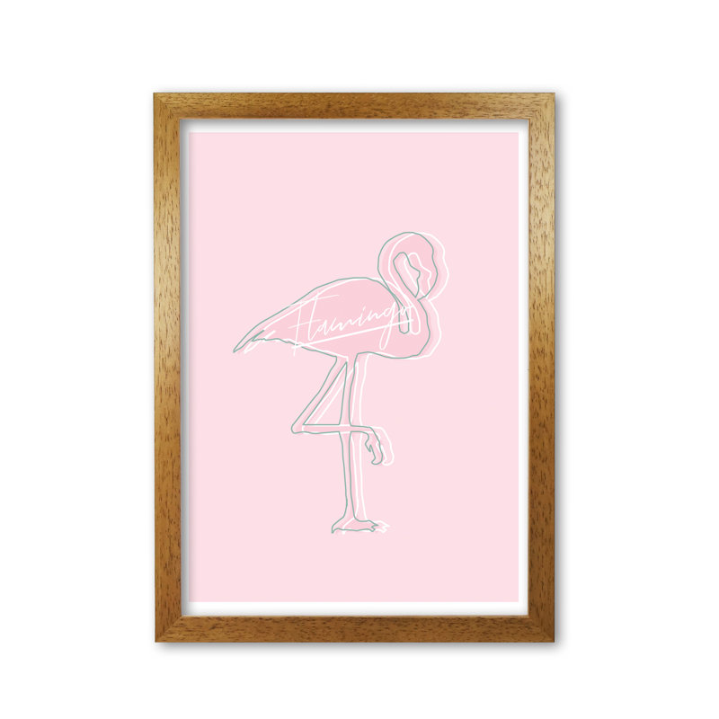 Flamingo 1 Piece Single Picture Frame Painting, 42 cm H x 30 cm W x 5 cm D, Honey Oak Frame