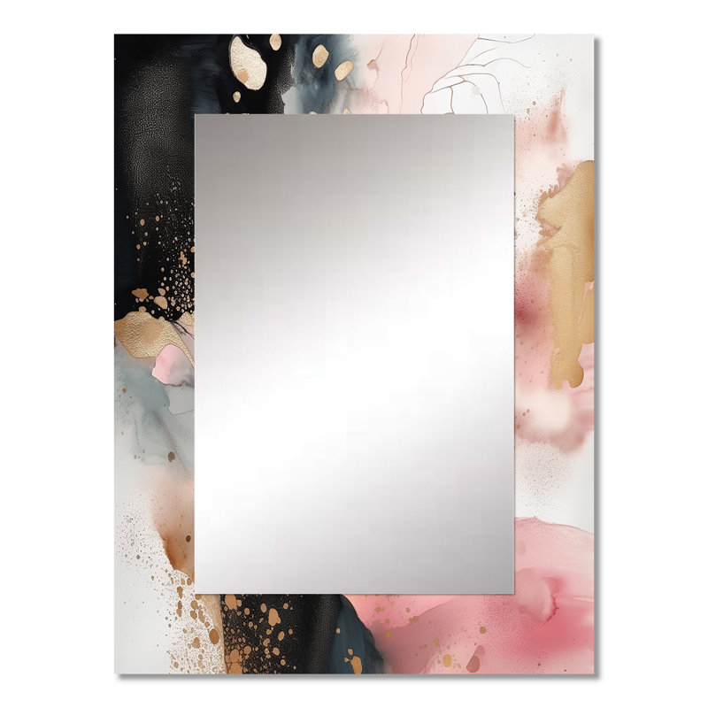 Pink Gold Marble Texture II - Marble Unique Wall Mirror Decor, Pink Large Mirror, Printed Metal Art, 32" x 24"