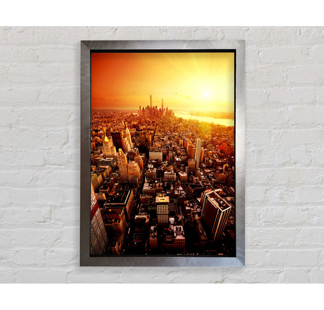 Sunburst Over New York City - Einzelner Bilderrahmen Kunstdrucke