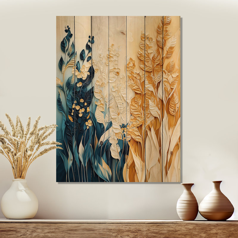 Décoration sauvage sur bois de pin naturel - Prairie sauvage en automne - Botanicals, H 20 po x l 10 po