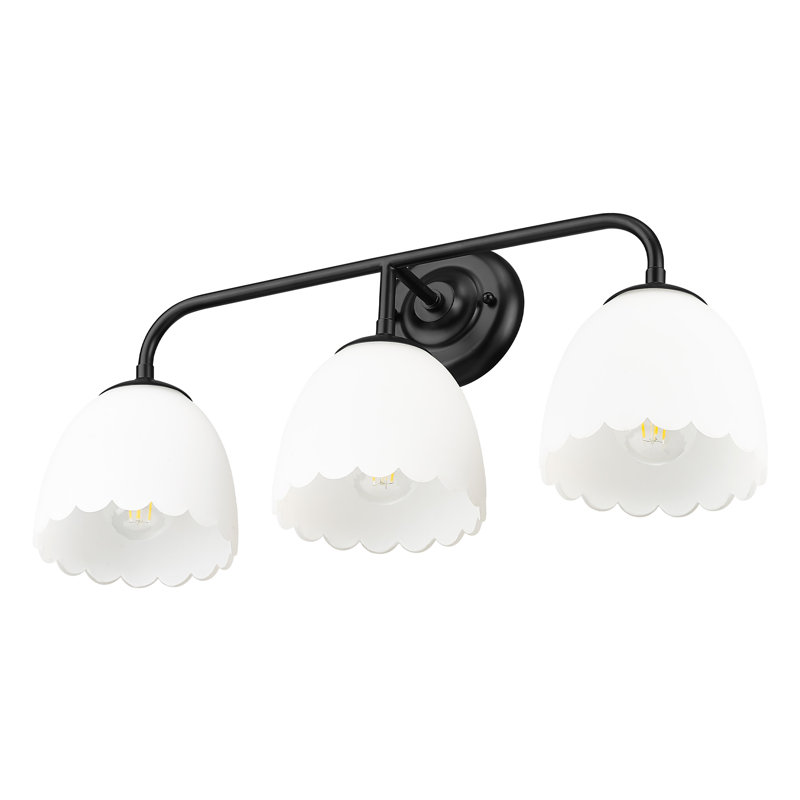Dorinda 3-Light Vanity Light in Matte Black with Opal Glass, Matte Black