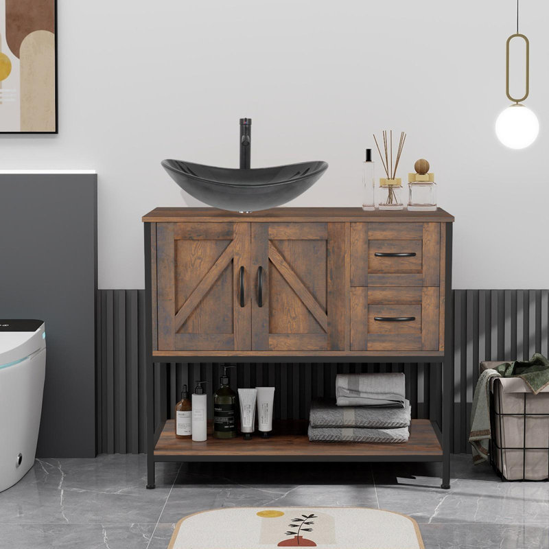 36'' Free-Standing Farmhouse Single Bathroom Vanity With Sink