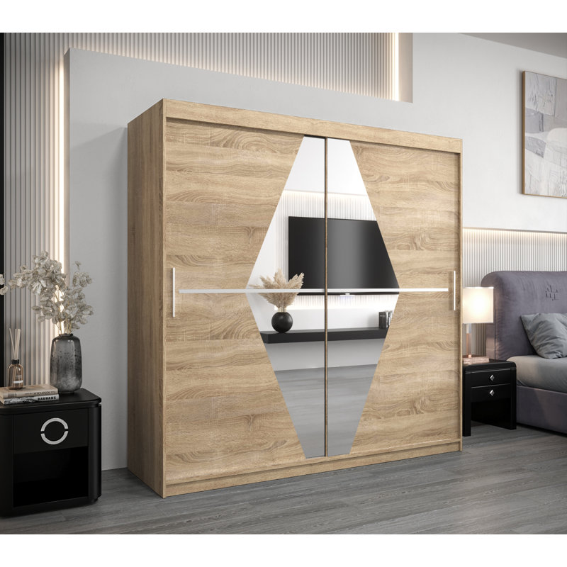 Aleksanteri 2 Door Manufactured Wood Wardrobe, Oak Sonoma
