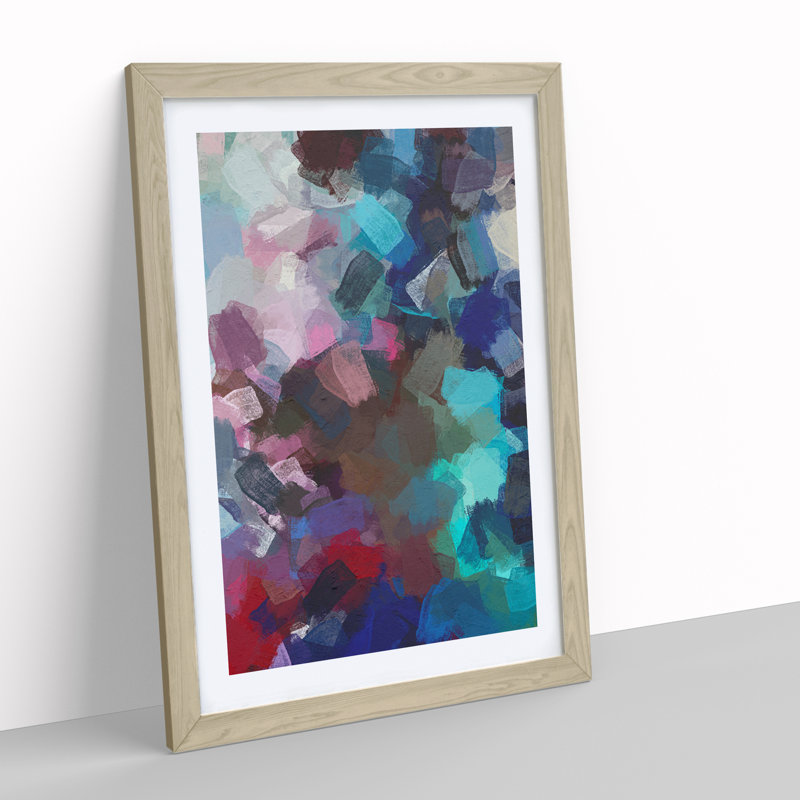 Escape The Mist Abstract - Single Picture Frame Painting, 46cm H x 34cm W x 2cm D, Oak