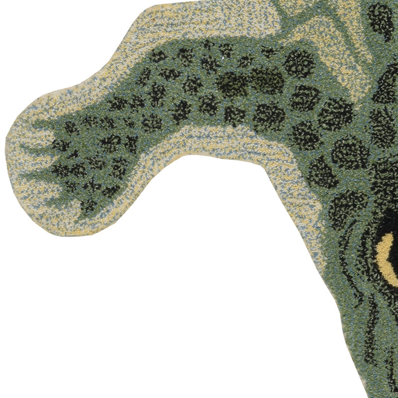 Harjo Crocodile Shaped Green Accent Rug, Novelty 2' x 3'
