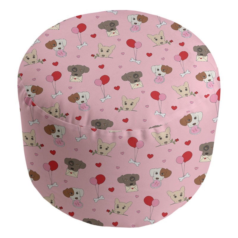Upholstered Pouf, Brown/Beige