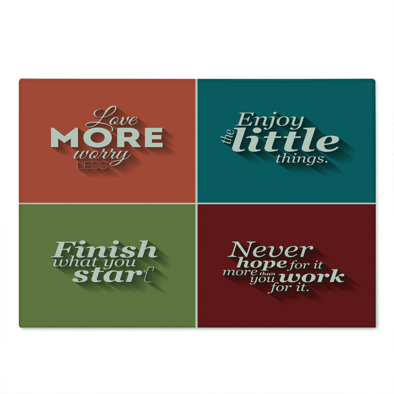 Ambesonne Saying Cutting Board Large Size Love More Worry Less Multicolor