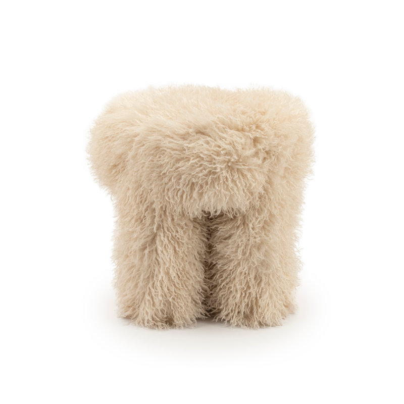 Accent Stool Upholstered Accent Stool, Beige