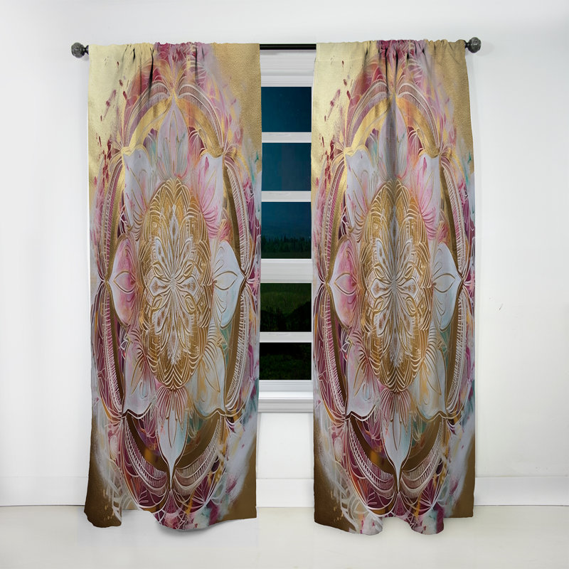 Mandala II or rose - rideau en velours traditionnel - obscurcissant - 1 panneau, L 52 po x L 120 po