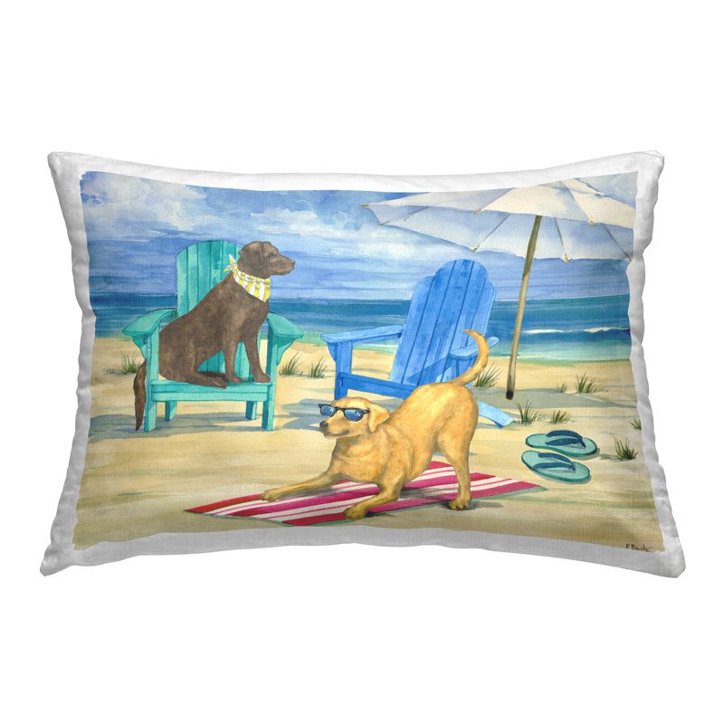 Coussin décoratif imprimé "Dogs on Beach" par Paul Brent