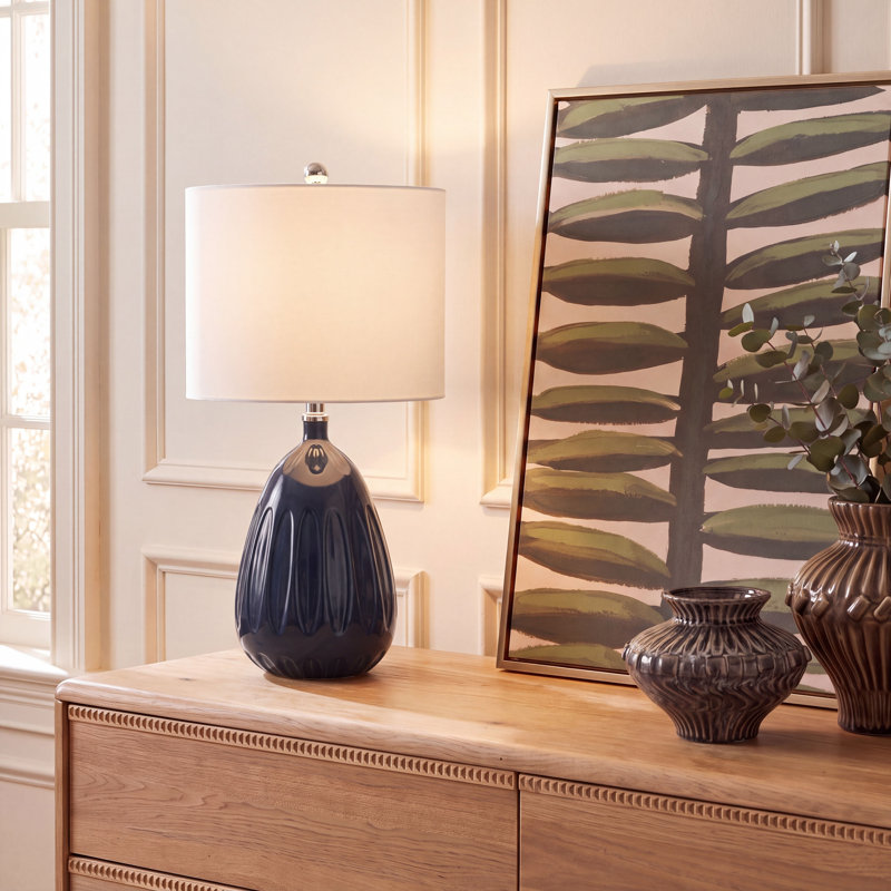 Hulbig Ceramic Table Lamp, Navy