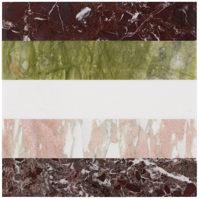 Elizabeth Sutton Curve 2" x 12" Marble Novelty Mosaic Wall & Floor Tile ( 1 sq. ft. / sheet), Rainbow