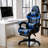 Two Tone Black Blue PU Leather Ergonomic Gaming Chair with Retractable Footrest