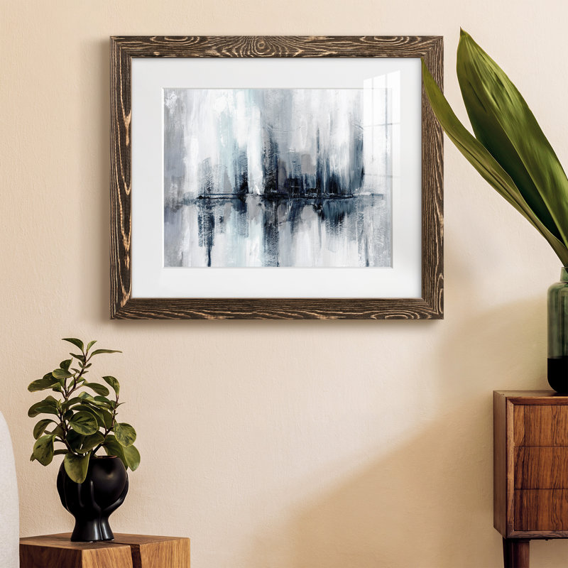 Indigo Harbor Lights - peinture encadrée, H 24 po x l 18 po x P 1,5 po, Encadré de bois de noyer
