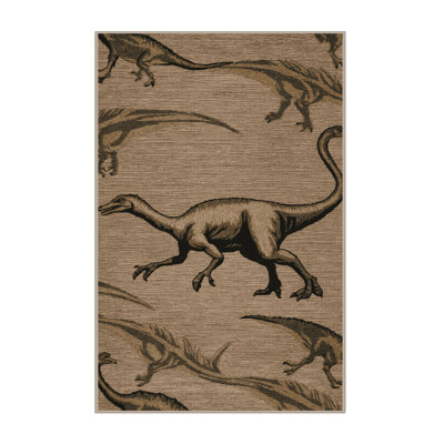 Machine Washable Dinosaurs Beige Area Rug