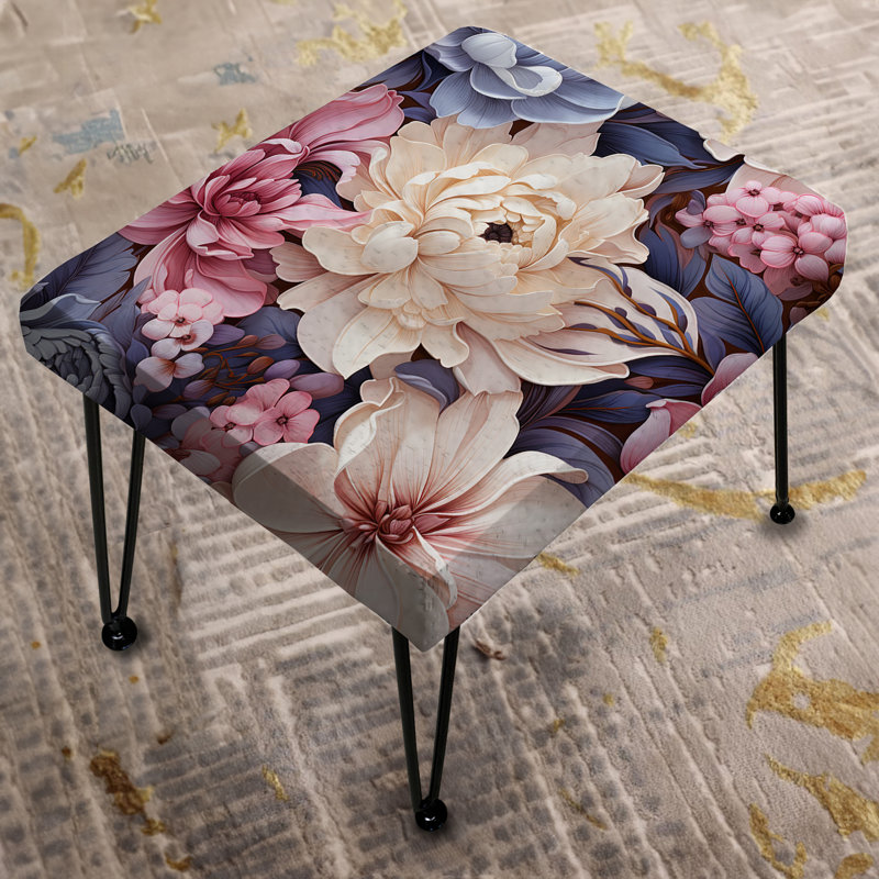 Motif floral rose et mauve campagnard - Repose-pieds rectangulaire floral