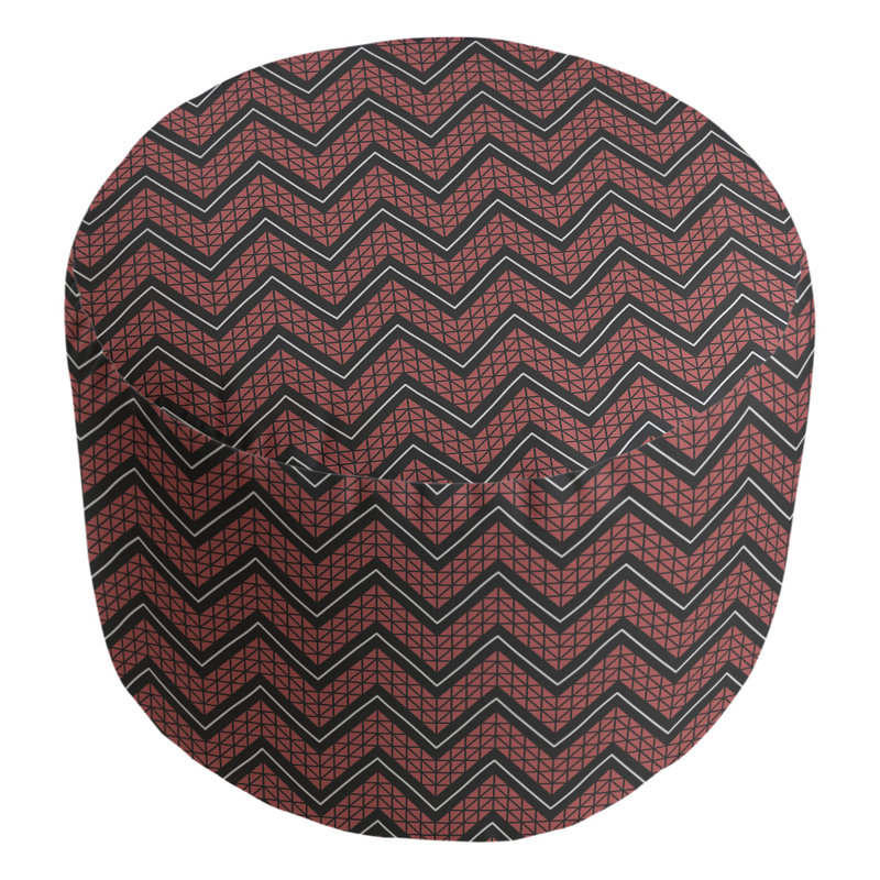 Upholstered Pouf, Red/Black