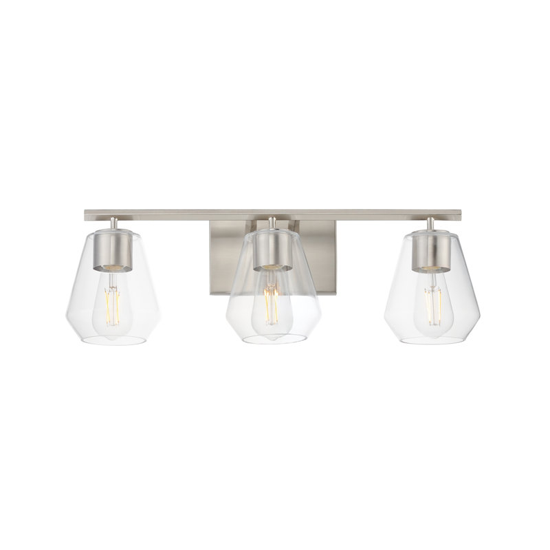Geode-Bath Vanity, 22.5" Width, 3 Lights, Satin Nickel