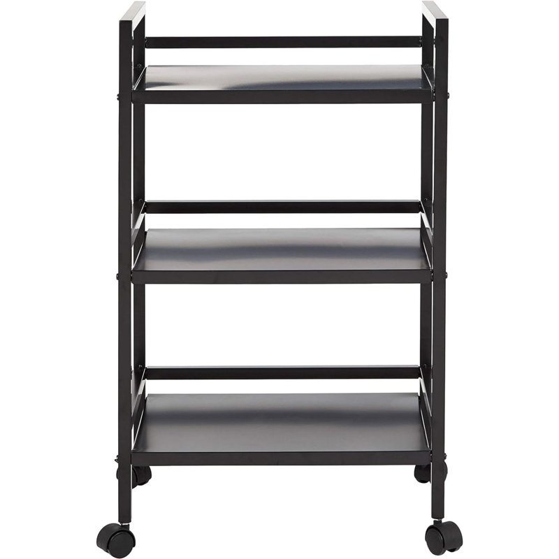 3-Tier Metal Rolling Cart, Black