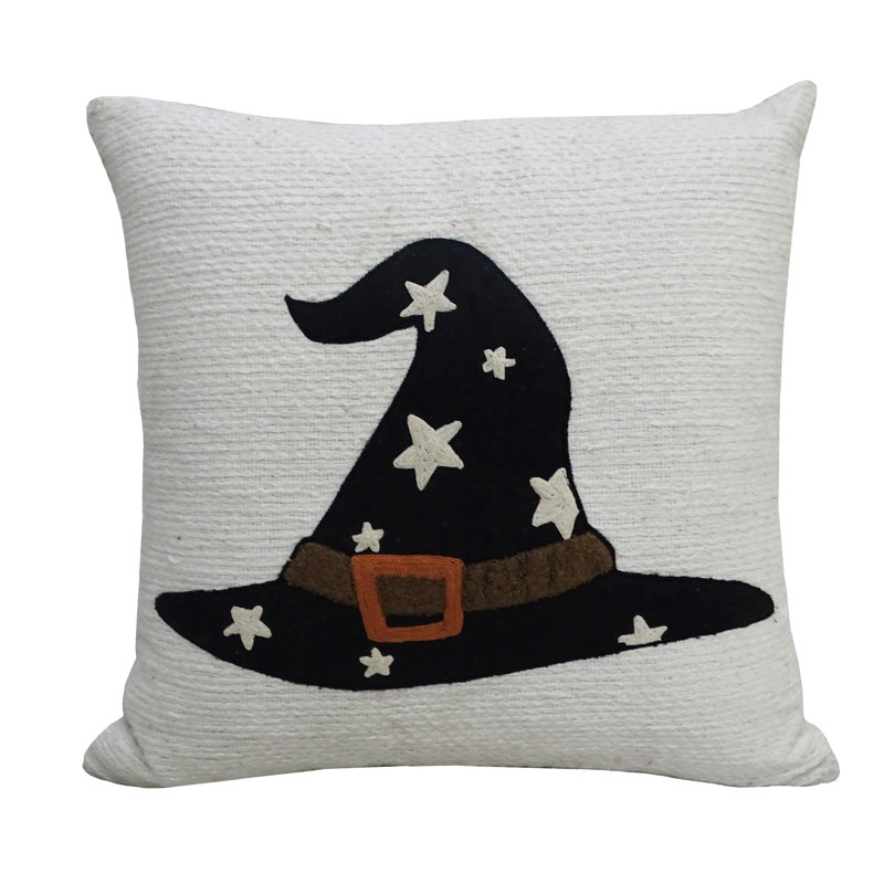 Embroidered Cotton Blend Throw Pillow