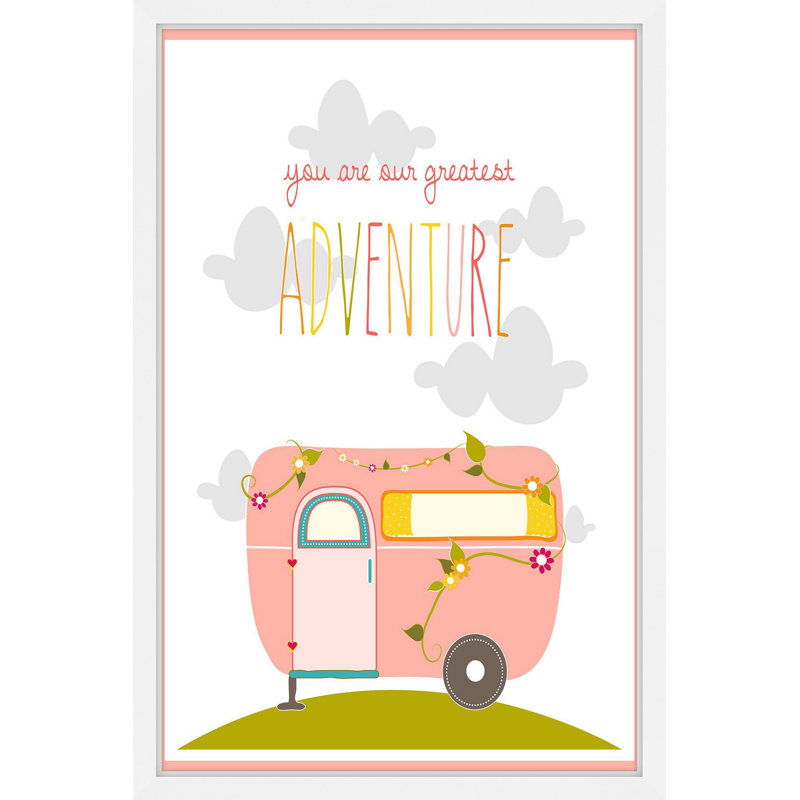 Floral Pink Camper - Typography on Paper, 46cm H x 30cm W