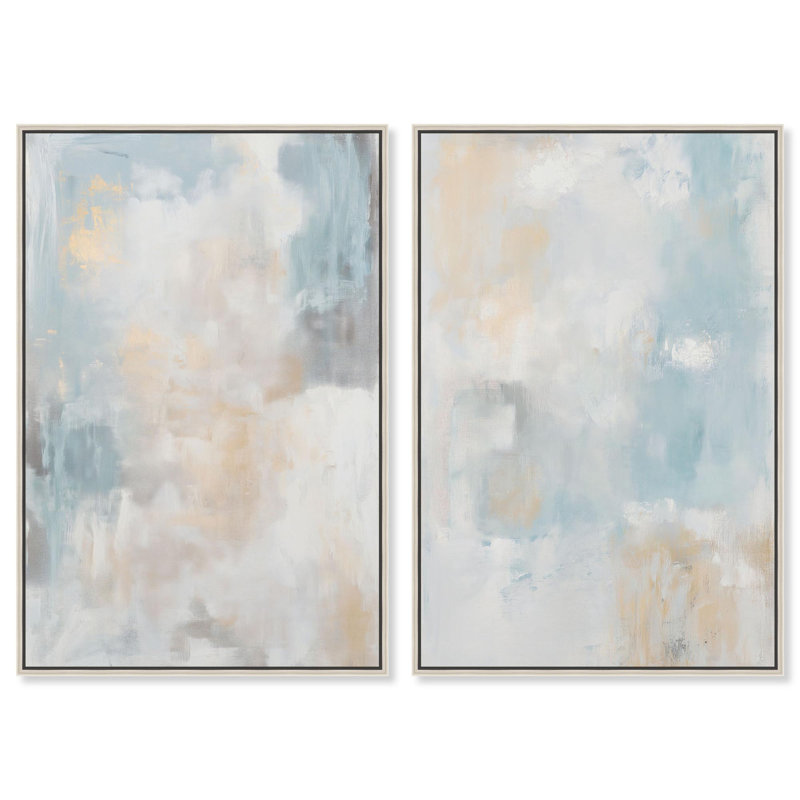 "Neutre moderne minimaliste abstrait", reproduction d'art sur toile par Art Remedy, H 54 po x l 36 po, Encadrement argenté