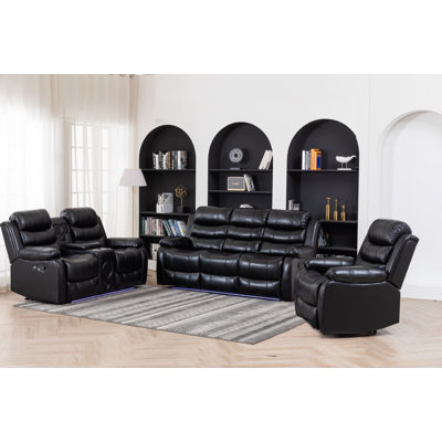 Ensemble de fauteuil inclinable 3 pièces avec lumière DEL