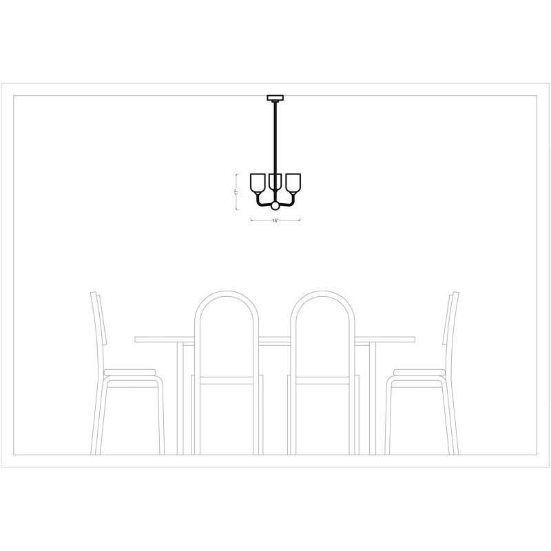 Emile Small Chandelier from Generation Lighting , Matte Black, No