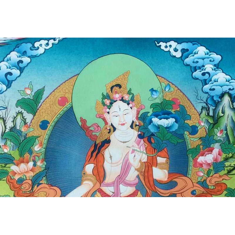 Déesse blanche Tara Thangka (Brocadeless Thangka)