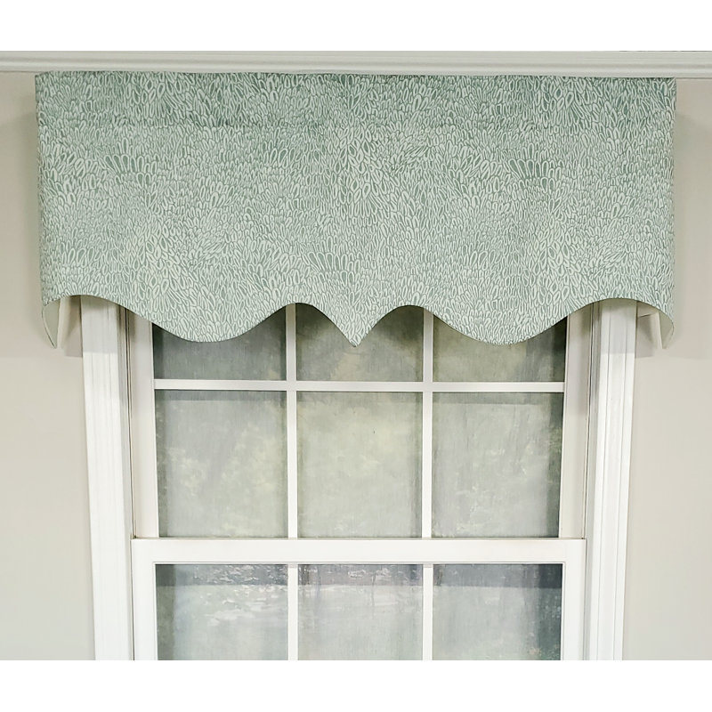 Miramar Cotton Blend Paisley Scalloped Window Valance, Sea Glass Green